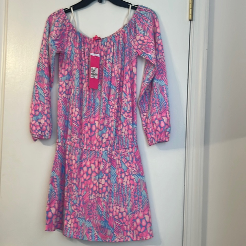 NWT Lilly Pulitzer Lana Skort Romper Off The Shoulder Pink Blue Floral Size XS - Picture 1 of 5